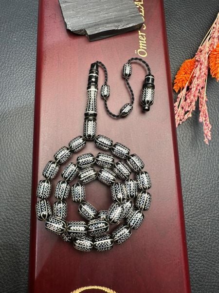 Kapsül Model Gümüş Yarma Erzurum Oltu Taşı Tesbih