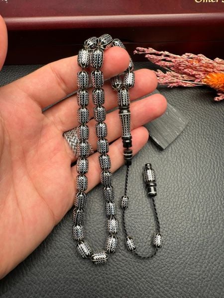 Kapsül Model Gümüş Yarma Erzurum Oltu Taşı Tesbih