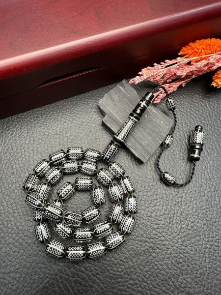 Kapsül Model Gümüş Yarma Erzurum Oltu Taşı Tesbih