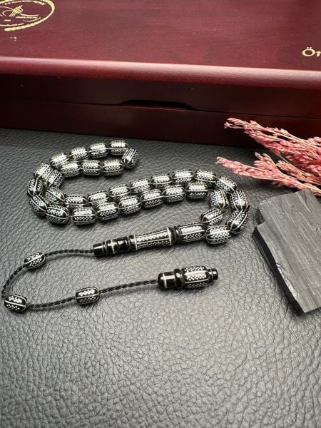 Kapsül Model Gümüş Yarma Erzurum Oltu Taşı Tesbih