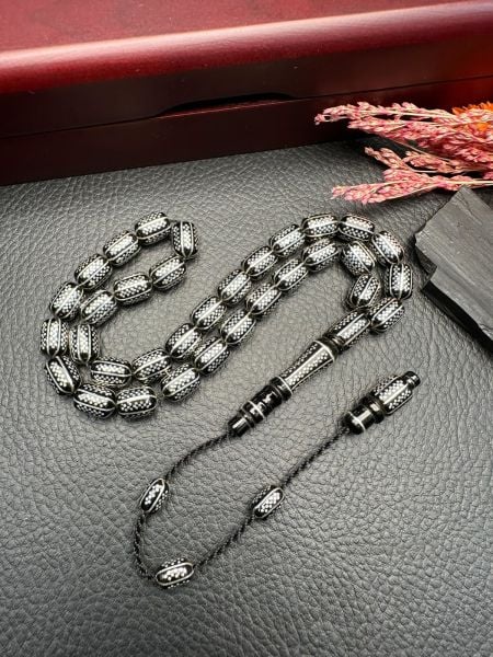 Kapsül Model Gümüş Yarma Erzurum Oltu Taşı Tesbih