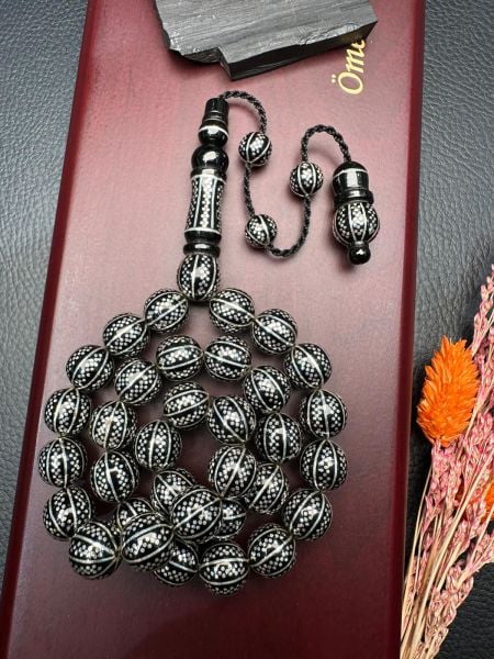 Küre Model Gümüş Yarma Erzurum Oltu Taşı Tesbih