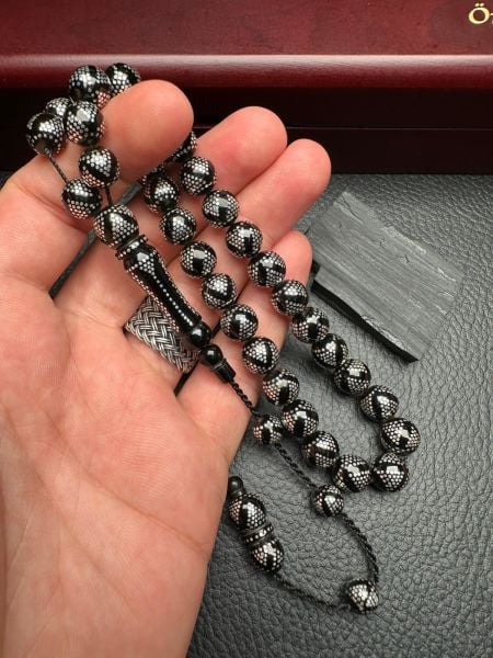 Küre Model Gümüş Yarma Erzurum Oltu Taşı Tesbih