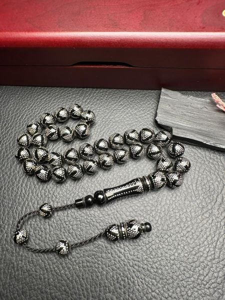 Küre Model Gümüş Yarma Erzurum Oltu Taşı Tesbih