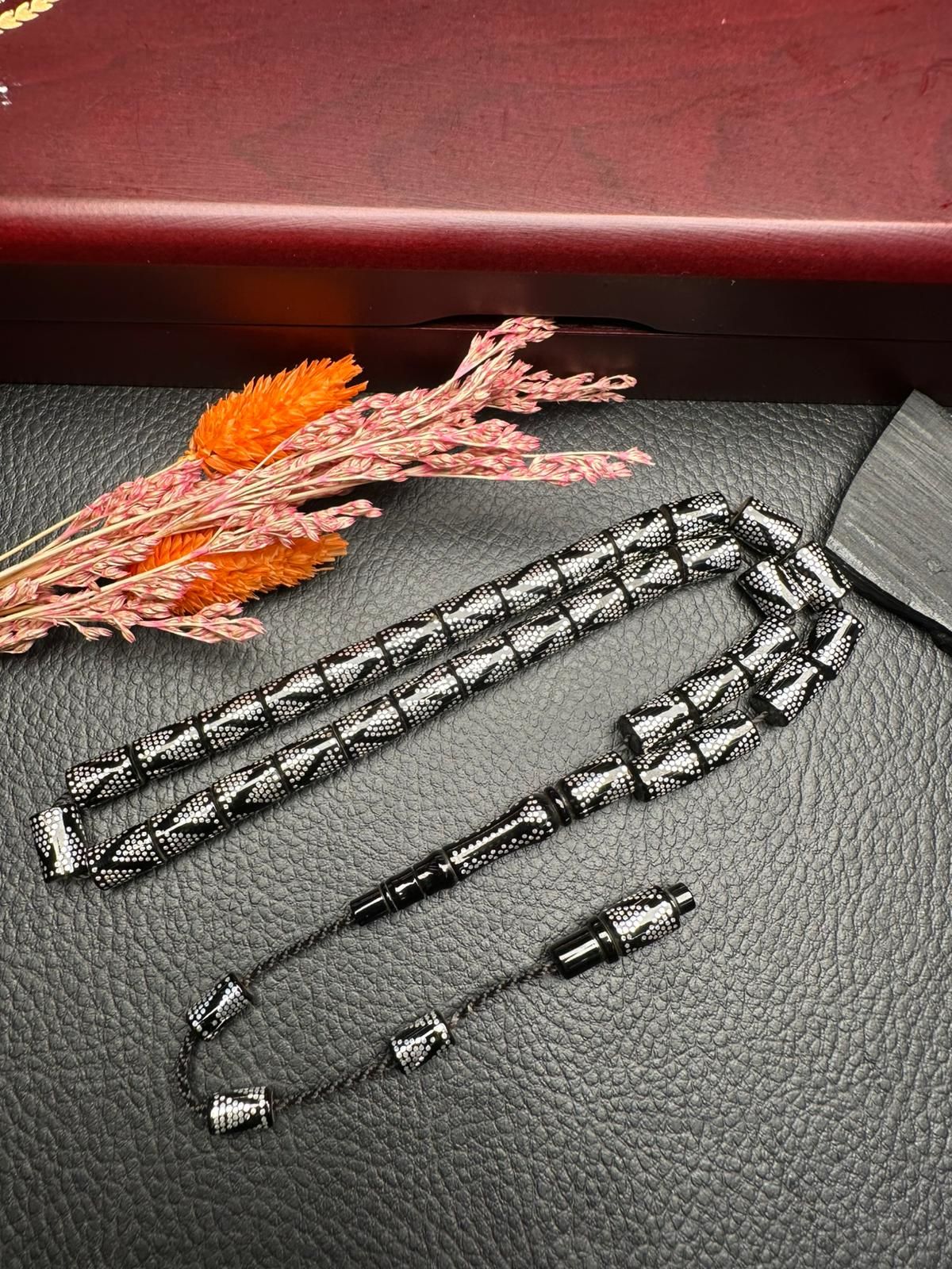 Kesme Model Gümüş Yarma Erzurum Oltu Taşı Tesbih