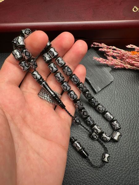 Kapsül Model Gümüş Yarma Erzurum Oltu Taşı Tesbih