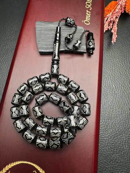 Kapsül Model Gümüş Yarma Erzurum Oltu Taşı Tesbih