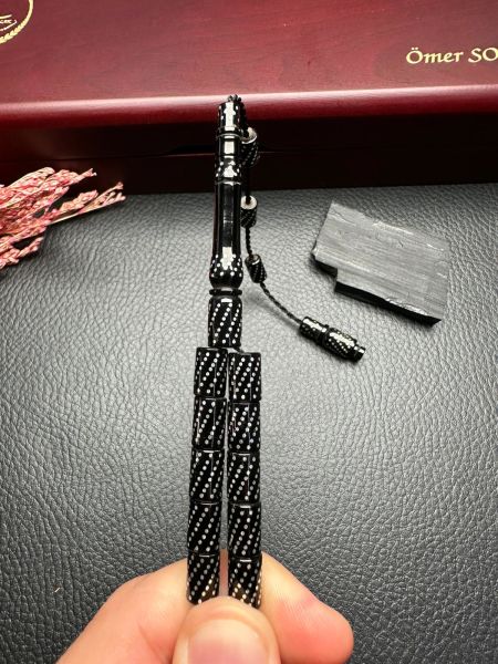 Gümüş İşlemeli Erzurum Oltu Taşı Tesbih