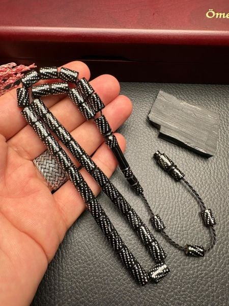 Gümüş İşlemeli Erzurum Oltu Taşı Tesbih