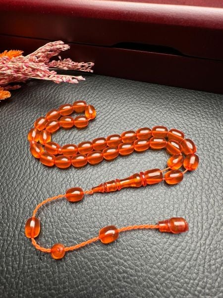 Küçük Boy Kapsül Model  Ateş Kehribar Tesbih