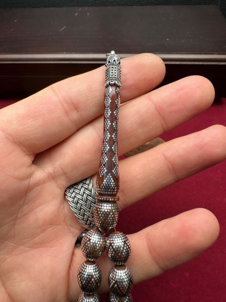Beyzi Model Gümüş İşlemeli Kuka Tesbih