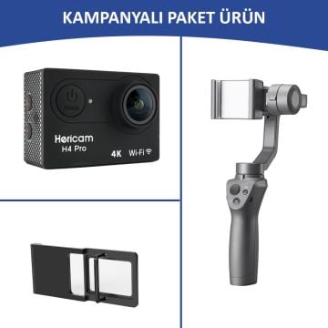 DJI Osmo Mobile 2 + Hericam H4 Pro 4K Aksiyon Kamera Profesyonel Video Seti