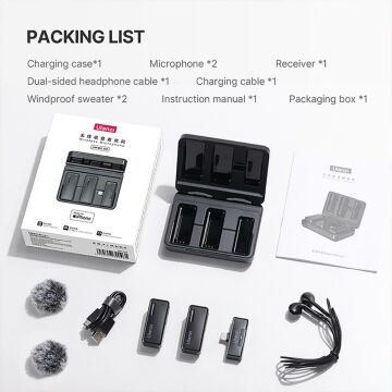 Ulanzi UW-MIC Kablosuz İkili Kayıt Yaka Mikrofonu - Lightning