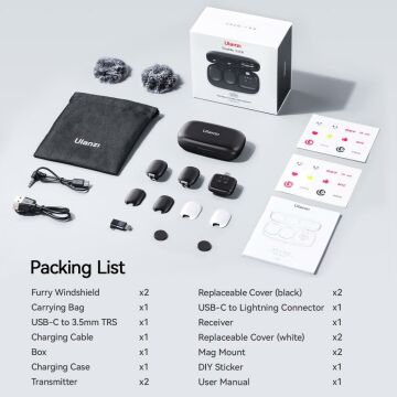 Ulanzi A30 Tiny 2 Kişilik Mikrofon Seti - Siyah