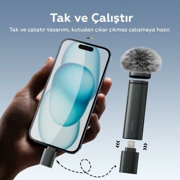 Ulanzi WM-10 Iphone 11/12/13/14 Uyumlu Kablosuz Yaka Mikrofonu