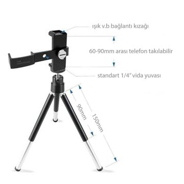 DJI Osmo Pocket İçin Telefon Bağlantı Aparatı Tripod Seti