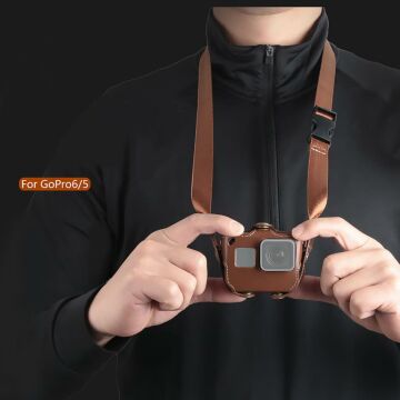 Gopro Hero 5/6/7 Askılı Deri Kılıf