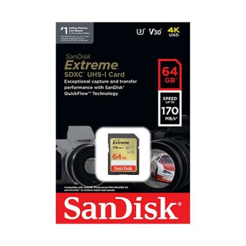 Sandisk Extreme 64GB 170mb/s SDXC Hafıza Kartı