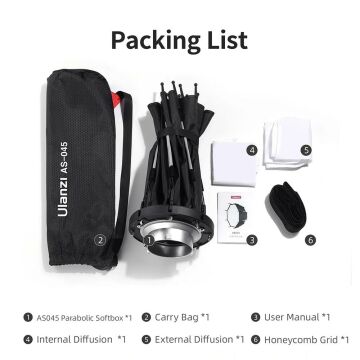 Ulanzi AS-045 Izgaralı ve Gridli Softbox 45cm 3308