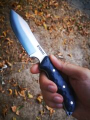 Nomads Ilanku Mavi El Yapımı Inox 4116 Paslanmaz Çelik Bushcraft Bıçak Av ve Kamp Bıçağı