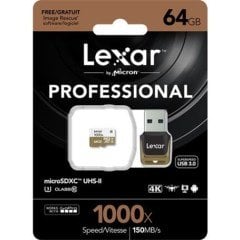 Lexar 64GB microSDXC UHS-II 1000x with Reader