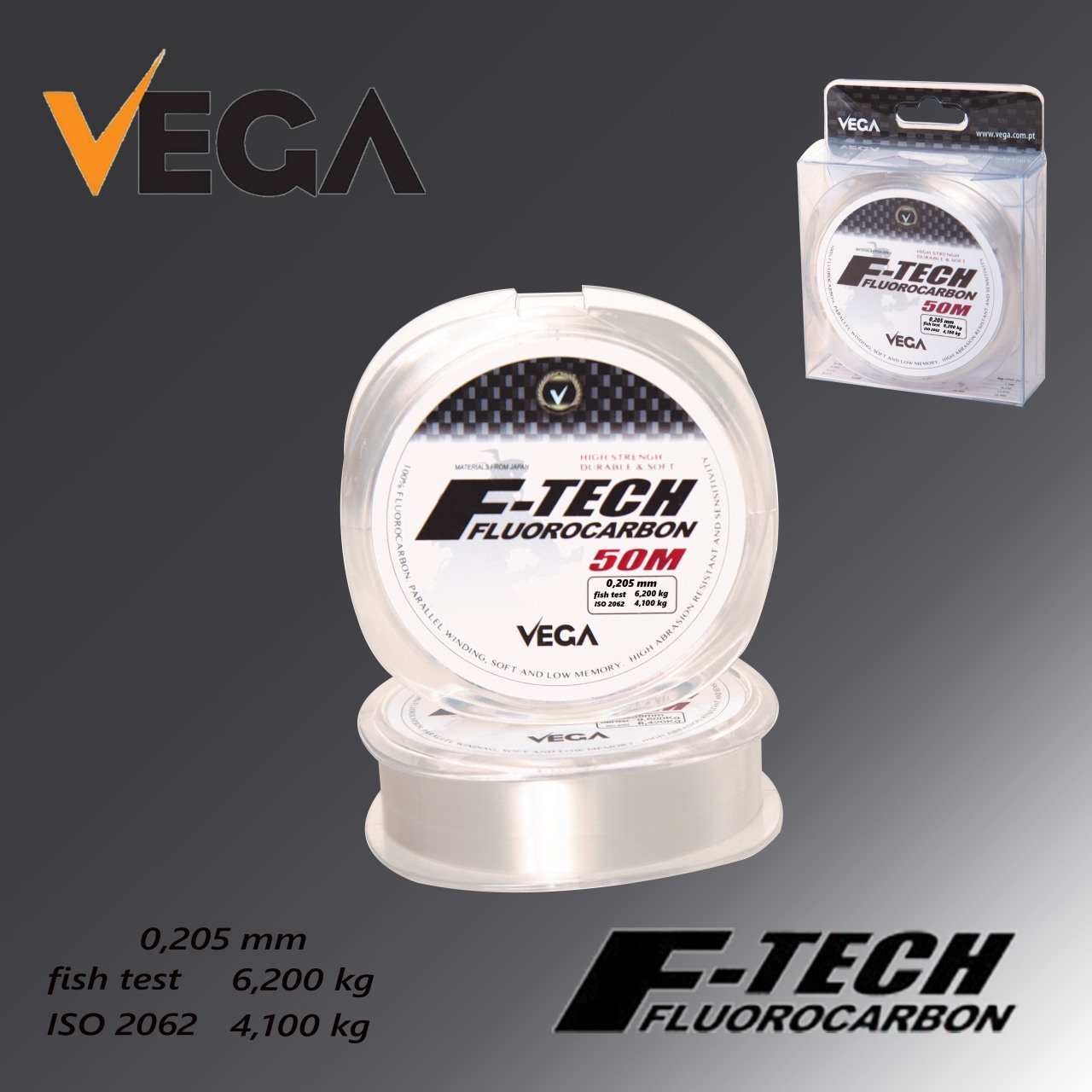Vega F-Tech Fluorocarbon 50mt 0,205 mm Misina