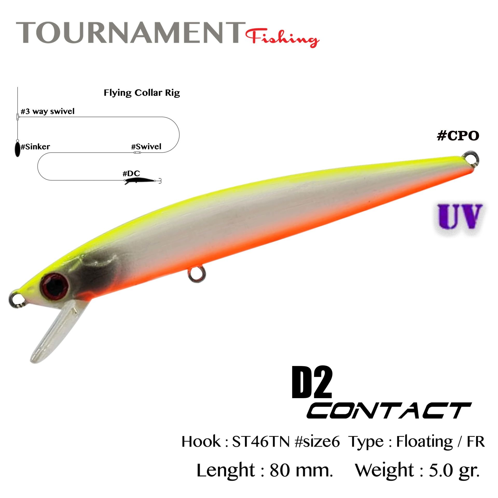 Tournament fishing D2 Contact 80 F 80 mm 5 gr #CPO