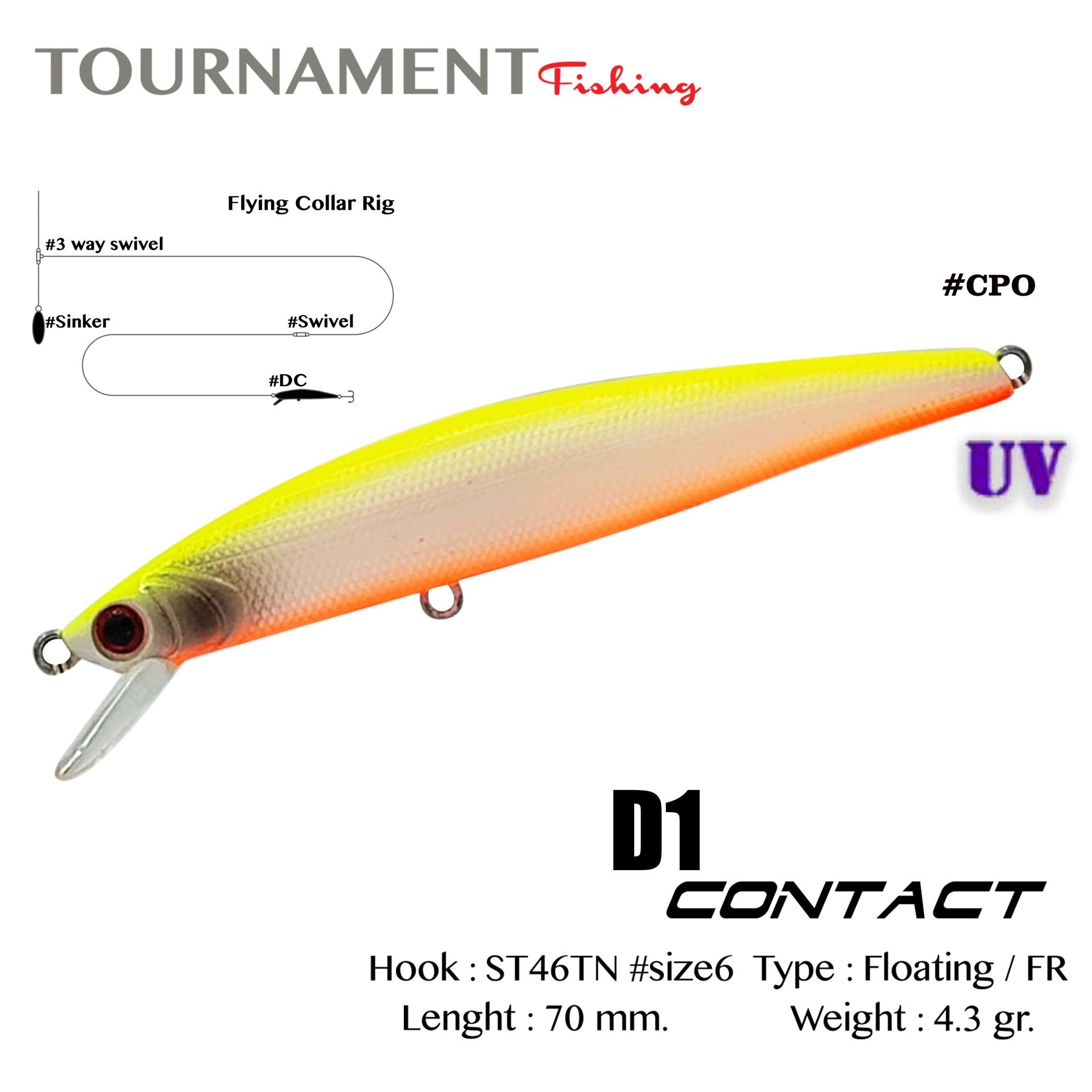 Tournament fishing D1 Contact 70 F 70 mm 4.3 gr #CPO