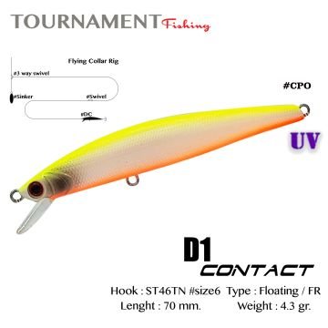 Tournament fishing D1 Contact 70 F 70 mm 4.3 gr #CPO