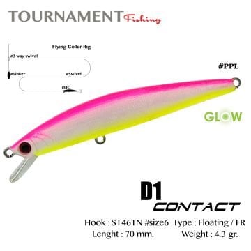Tournament fishing D1 Contact 70 F 70 mm 4.3 gr #PPL