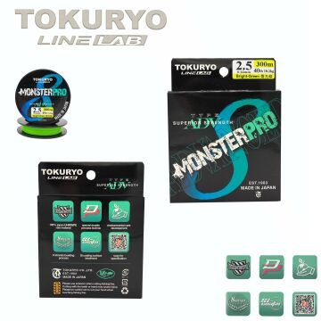 TOKURYO LINE LAB MONSTERPRO X8 2.5pe 0.22mm 40Ib 18.2kg Bright-Green 300mt