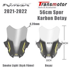 Nmax 125/155 2021-2023 Yeni Kasa 56 cm Karbon Detay Spor Cam Açık Füme
