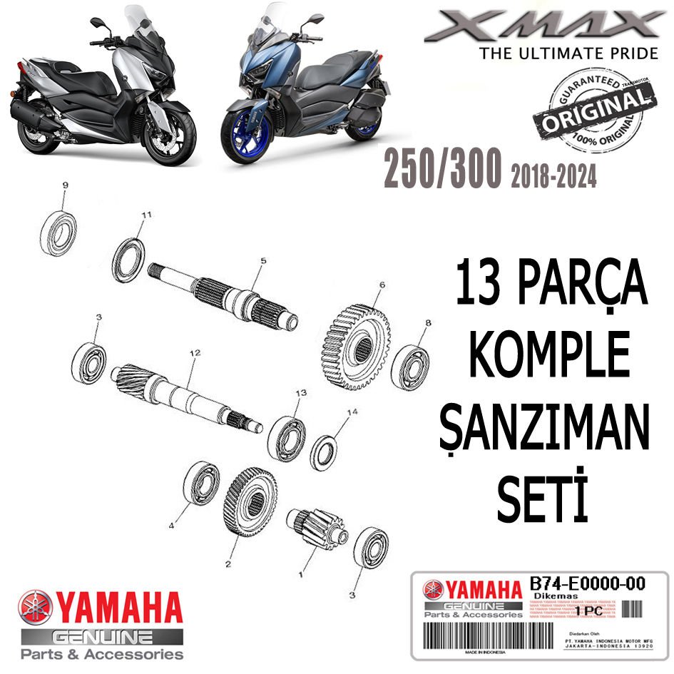 Orijinal XMAX 250/300 2018-2024 13 Parça Komple Şanzıman Seti