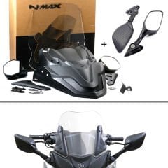 Nmax 125/155 2021-2024 Katlanır Ayna Spoyler Ve Siperlik Cam Seti 33 cm Füme