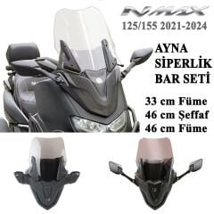 Nmax 125/155 2021-2024 Katlanır Ayna Spoyler Ve Siperlik Cam Seti 33 cm Füme