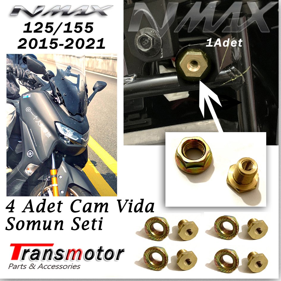 Nmax 125/155 Cam Vida Bağlantı Metal Somun Seti 4 Adet