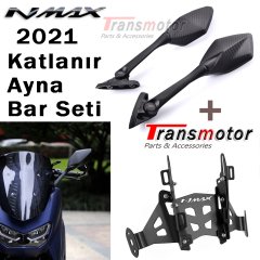 Nmax 125/155 2021-2023 Katlanır Ayna ve Bar Seti + Ayna Kapatma Vida Seti Siyah