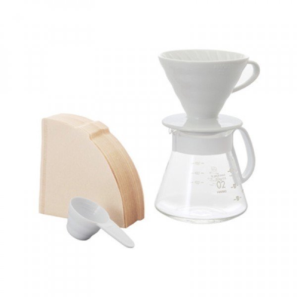 Hario V60 02 Seramik Kahve Demleme Seti (Beyaz)