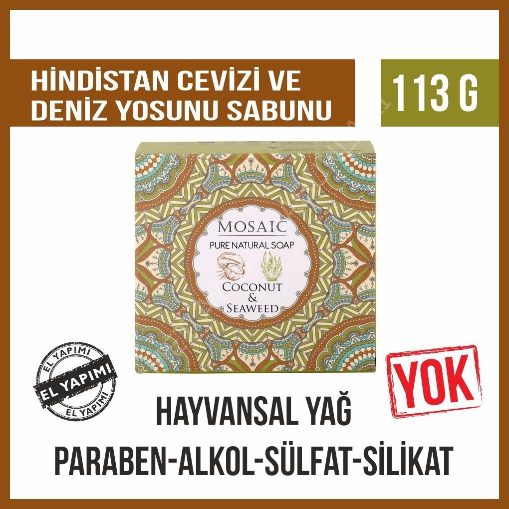 MOSAIC HİNDİSTAN CEVİZİ VE DENİZ YOSUNU SABUNU 113 G X 6 PAKET