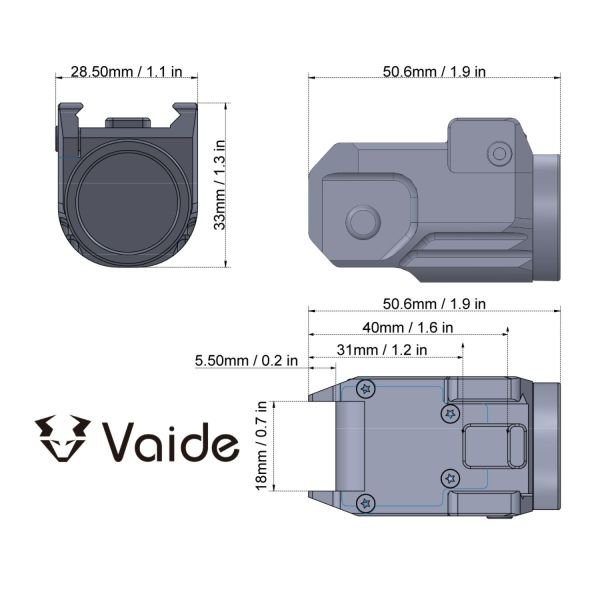 Vector Optics Vaide Scrapper Taktik Subcompact Tabanca Flashlight