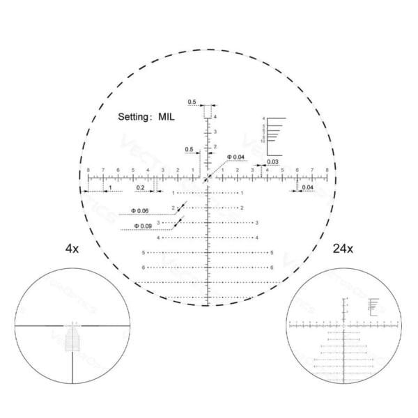 34mm Continental x6 4-24x56 FFP Ranging Tüfek Dürbünü - FDE/Çöl Rengi