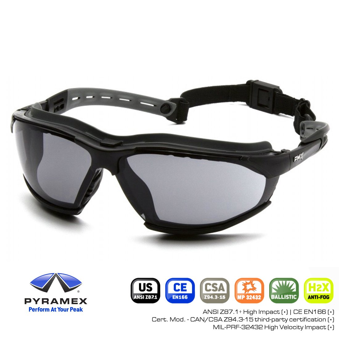 PYRAMEX ISOTOPE Gri H2MAX Anti-Fog BALISTIK Gözlük EGB9420STM - Siyah Çerçeve