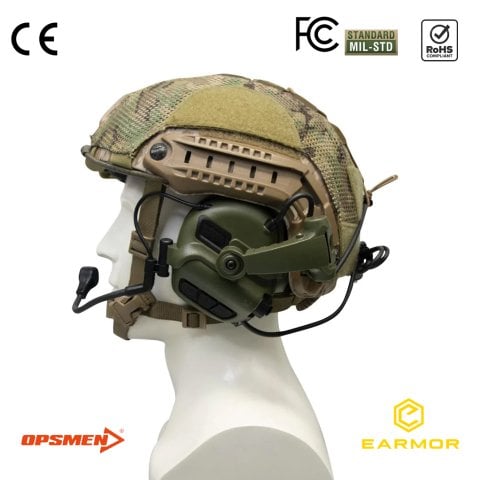 Earmor M32X Mark3 Milpro İşitme Koruyucu Mikrofonlu Arka Ray Uyumlu Kulaklık - Yeşil