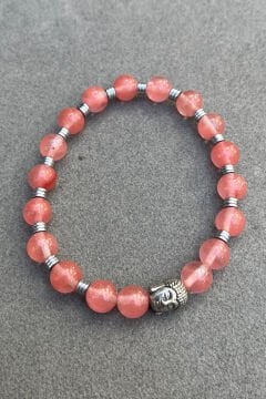 Buda Figürlü Pembe Quartz Taşlı Erkek Bileklik By-7911