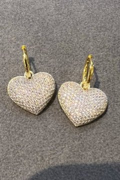 Kalpli Taşlı Gümüş Küpe By-7235