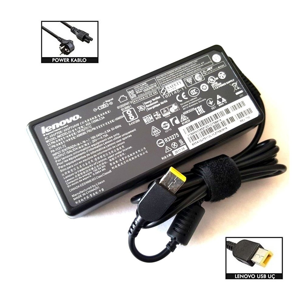 Orijinal Lenovo ideapad 700-15ISK 20V 6.75A Usb Uç Notebook Adaptör Laptop Şarj Aleti 45N0554