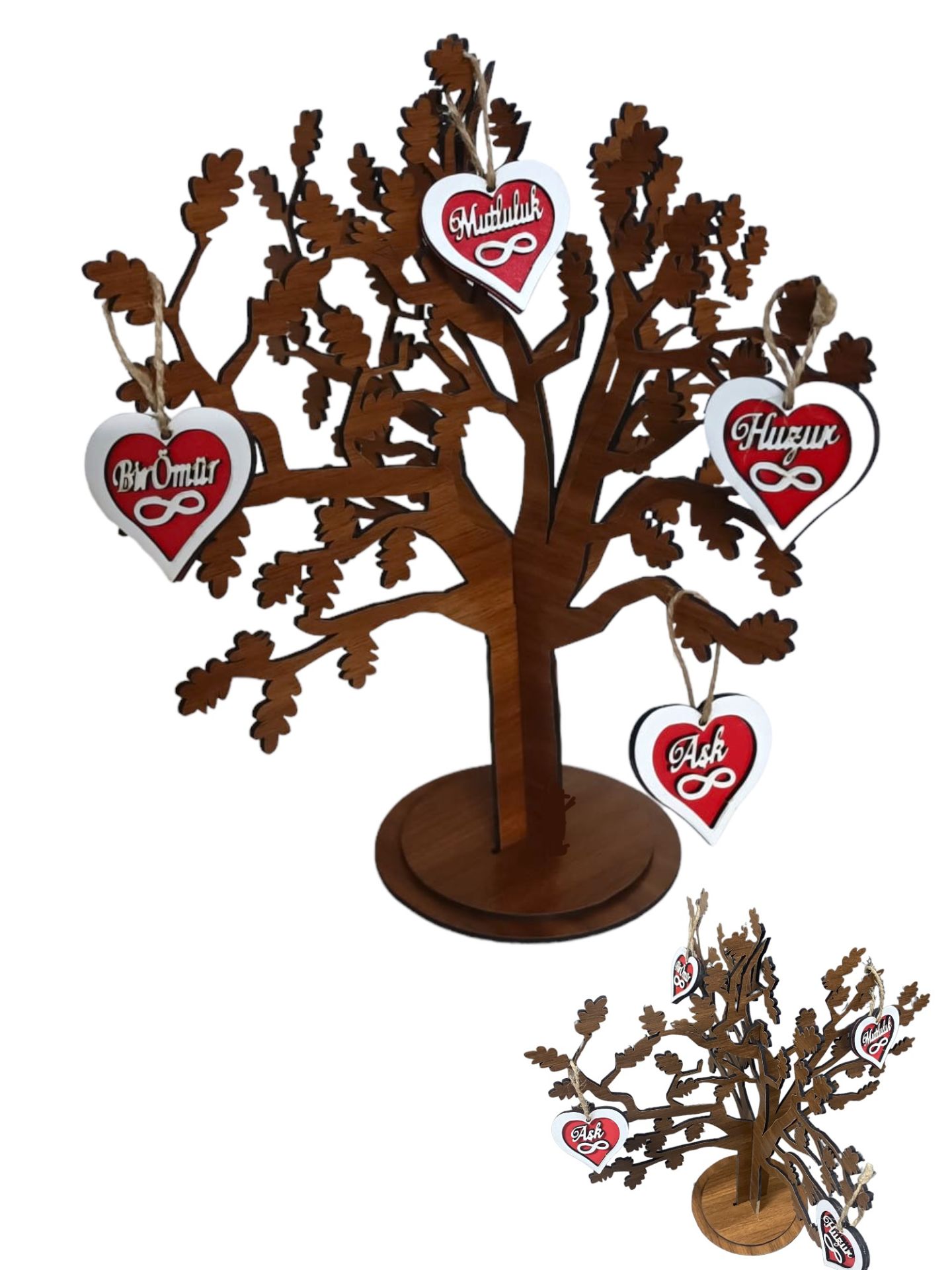 Sevgililer Günü 3 Boyutlu Ağaç Ve Süsleri