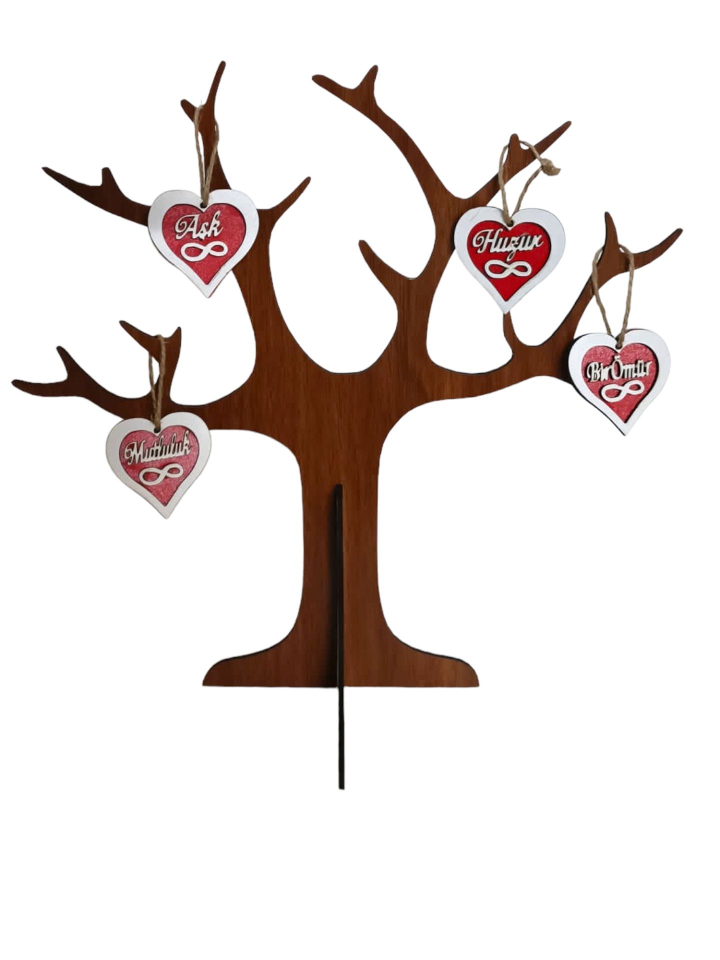 Sevgililer Günü İnce Dallı Ayakta Ağaç Ve Süsleri