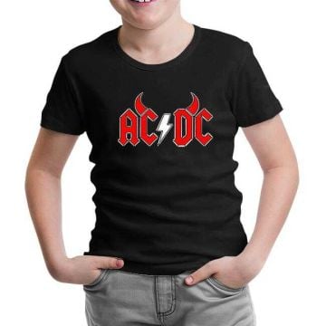 AC DC - Demon Fire Logo Siyah Çocuk Tişört