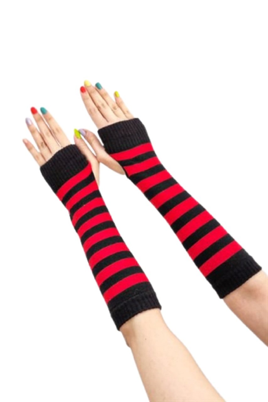 Kırmızı Siyah Çizgili Kol Çorabı